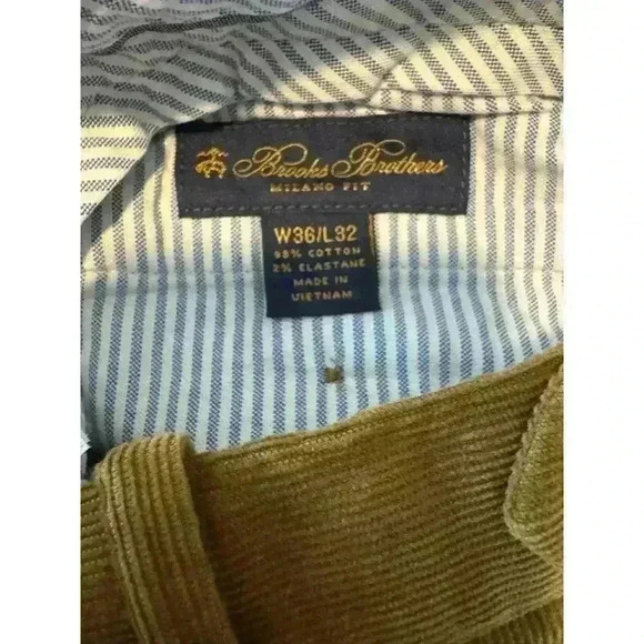 Brooks Brothers Men's Milano Fit Corduroy Pants Brown 36x32 Embroidered Horses - Picture 6 of 7